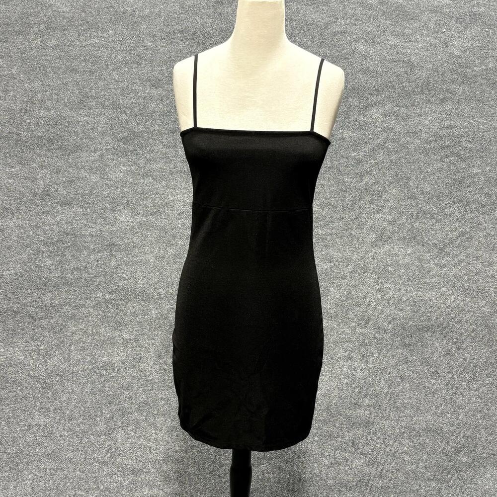 Lucca Couture Dress Womens Medium Black Square Neck Bodycon Slip Mini Stretch